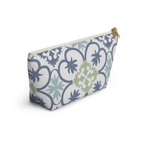 Portugal Tile Accessory Pouch w T-bottom in Blue